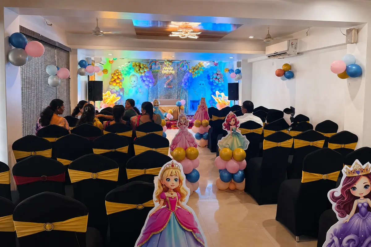 Birthday party banquet hall at Hotel Sangram Palace
