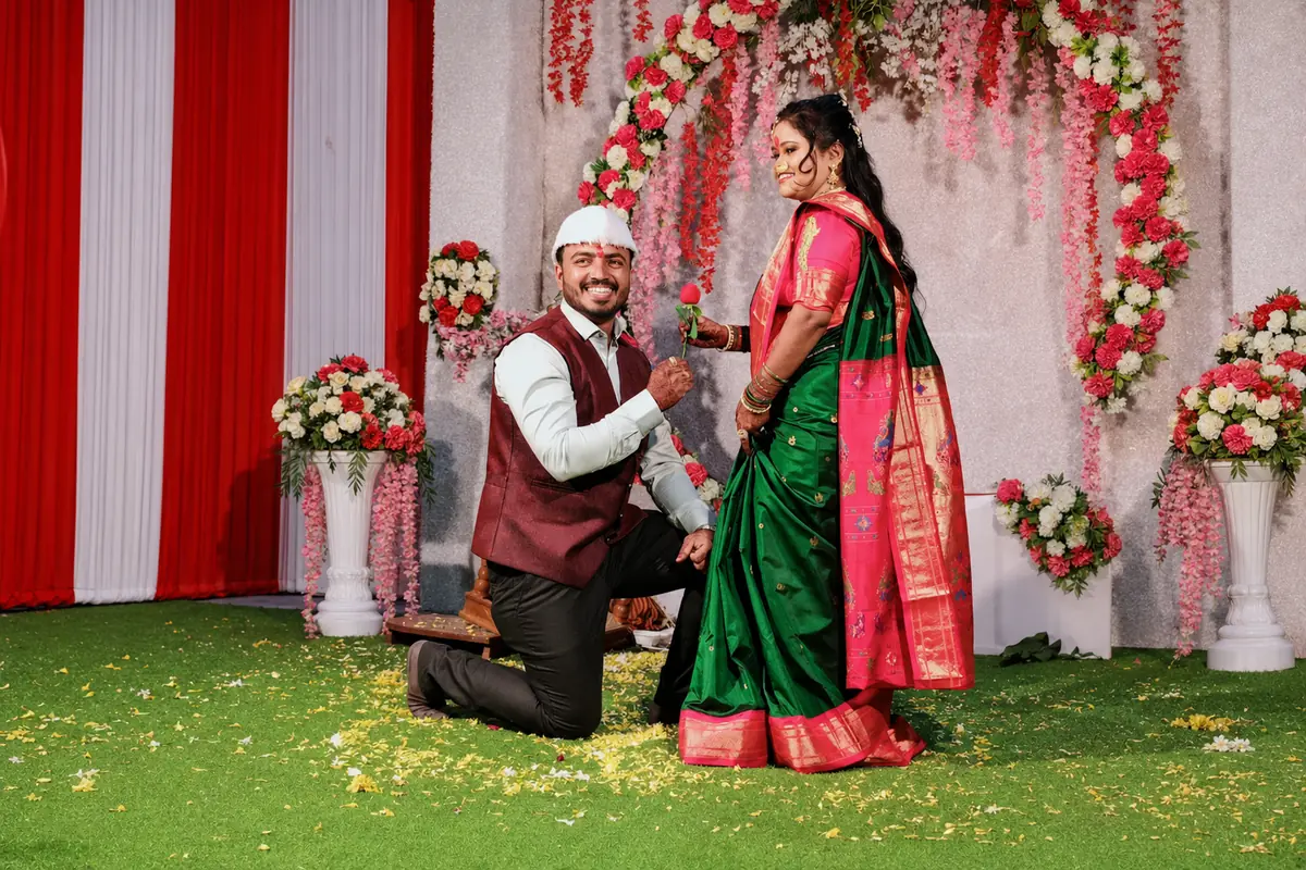 Wedding stage couple entry at Hotel Sangram Palace